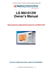 LG GoldStar MA-1020B Owner's Manual & Cooking Manual