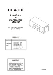 Hitachi RPI-16.0KFNQL Installation & Maintenance Manual