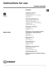 Indesit BWA 91683 Instructions For Use Manual