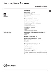 Indesit XWE 81482 Instructions For Use Manual