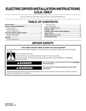 Whirlpool WED9470WW2 Installation Instructions Manual