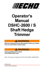Echo DSHC-2600 Operator's Manual