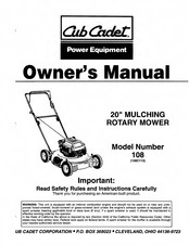 Cub Cadet 108C113 Owner's Manual