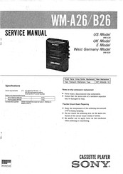 Sony WALKMAN WM-B26 Service Manual