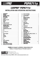 Lux Products PSPA711a Installation And Operating Instructions Manual
