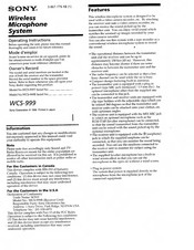 Sony WCS999 - Wireless Camcorder Microphone Operating Instructions Manual