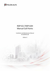 Polon-Alfa ROP-63H Installation And Maintenance Manual