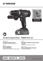 Parkside 465573 2404 Translation Of The Original Instructions