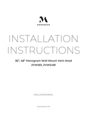 Monogram ZVWS481SRSS Installation Instructions Manual