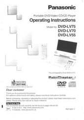 Panasonic PalmTheater DVD-LV70 Operating Instructions Manual