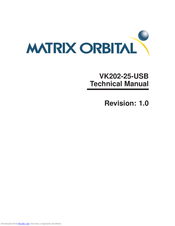 Matrix Orbital VK202-25-USB Technical Manual