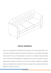 HULALA HOME Z6XWSF0034 Assembly Instructions Manual