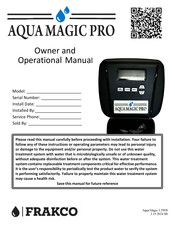 Frakco AQUA MAGIC PRO Owner And Operational Manual