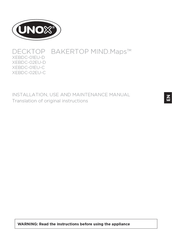 Unox XEBDC-02EU-C Instructions For Installation, Use And Maintenance Manual