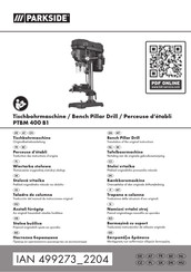 Parkside PTBM 400 B1 Translation Of The Original Instructions