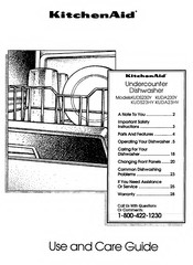 KitchenAid KUDA230Y Use And Care Manual