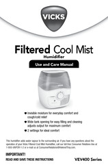 Vicks VEV400C Use And Care Manual