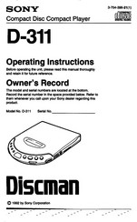 Sony D-311 Operating Instructions Manual