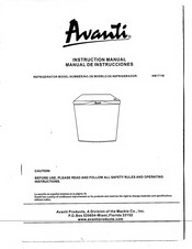 Avanti RM171W Instruction Manual