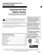 A.O. Smith BT-80 Installation Instructions And Use & Care Manual