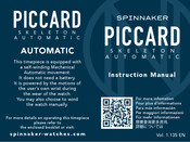 SPINNAKER PICCARD SLKELETON AUTOMATIC Instruction Manual