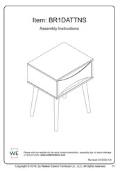 Walker Edison BR1DATTNS Assembly Instructions Manual