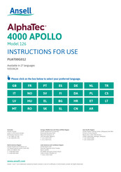 Ansell AlphaTec 4000 APOLLO 126 Instructions For Use Manual