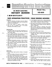 MTD 182-850 Operating/Service Instructions Manual