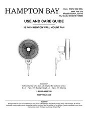 HAMPTON BAY 52411 Use And Care Manual