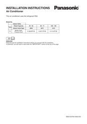 Panasonic S-6071PF3E Installation Instructions Manual