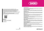 SHOEI HH0121012305 Instructions For Use Manual