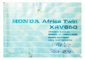 Honda Africa Twin XRV650 1988 Owner's Manual
