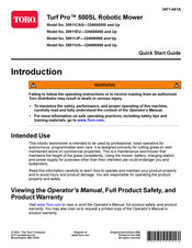 Toro Turf Pro 500SL Quick Start Manual