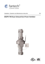 SystemAir Fantech DEDPV-705 Installation,Operation And Maintenance Instruction