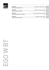 EBARA Ego W BT Series Installation And Operating Instruction