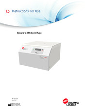 Beckman Coulter Allegra V-15R Instructions For Use Manual
