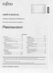 Fujitsu Plasmavision PDS4201U-H User Manual