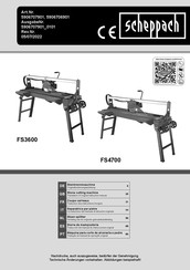 Scheppach FS3600 Translation Of Original Instruction Manual