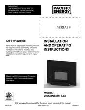 Pacific energy VISTA INSERT LE2 Installation And Operating Instructions Manual
