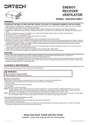 Ortech ODD-ERV100EC Manual
