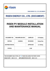 Risen RSM130-8 M Series Installation And Maintenance Manual