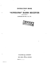 Hammarlund SUPER-PRO Instruction Book