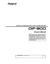 Roland DIF-800 Owner's Manual