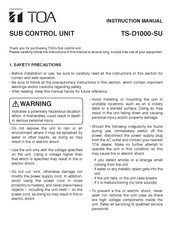 Toa TS-D1000-SU Instruction Manual