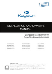Frigicoll Kaysun Compact Cassette KUE-26 DVR14 Installation And Owner's Manual