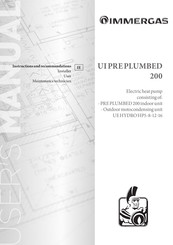 Immergas UE HYDRO HP8 Instructions And Recommendations