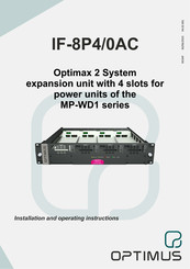 Optimus Optimax 2 IF-8P4/0AC Installation And Operating Instructions Manual