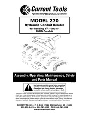 Current Tools 270 Assembly, Operating And Maintenance Instruction