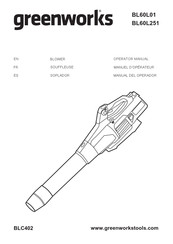 GreenWorks BL60L251 Operator's Manual