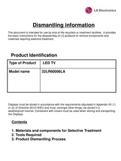 LG 32LR60006LA Dismantling Information For Use